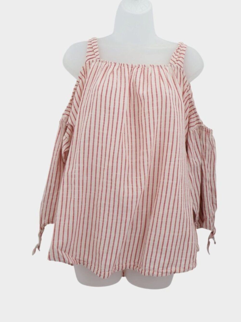 Madewell Blouse Womens XL Cold Shoulder Striped Beachy Boho Top Tunic Artsy